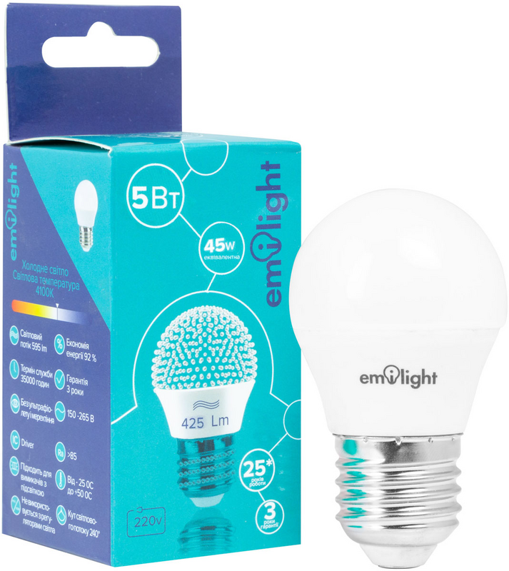 Лампа світлодіодна Emilight (6983850558270) 5Вт, E27, 4100K